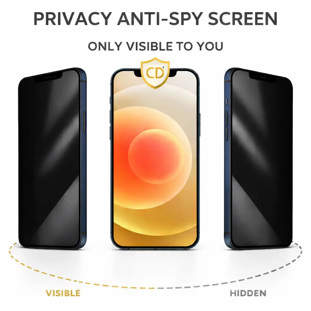 Clear Shield privacy screen protector blocking side viewing angles on iPhone